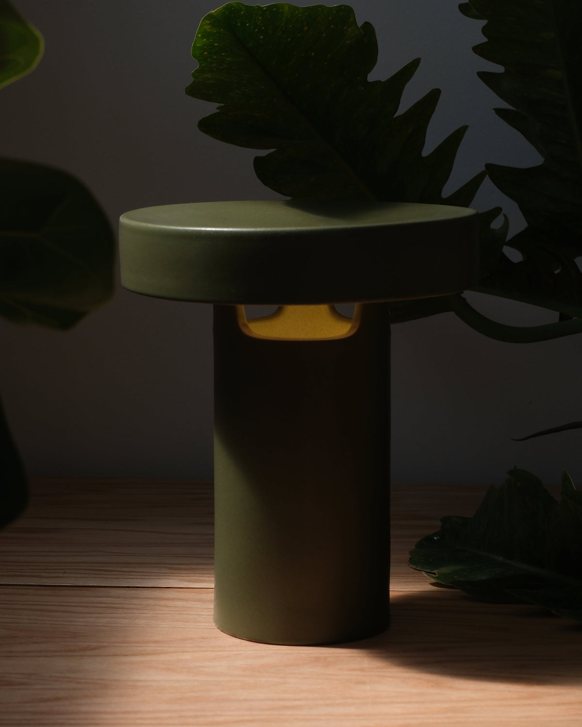 Slot Table Lamp, Moss