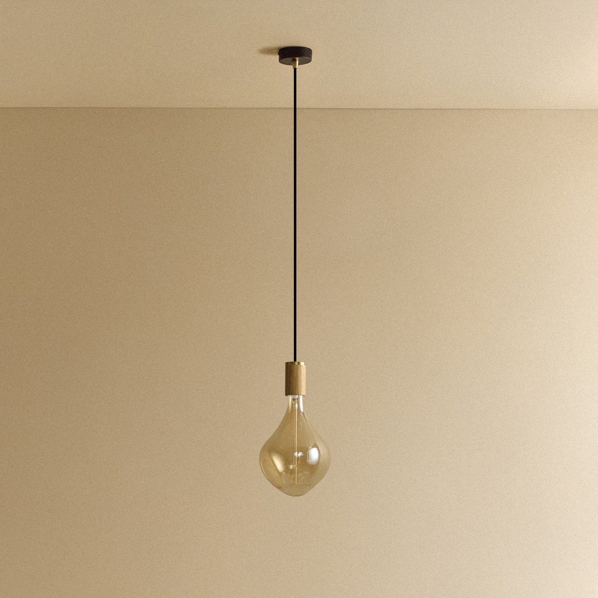 Voronoi II Pendant Light in Oak, switched off