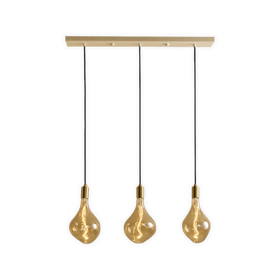 Linear Triple Pendant in Brass + Voronoi II