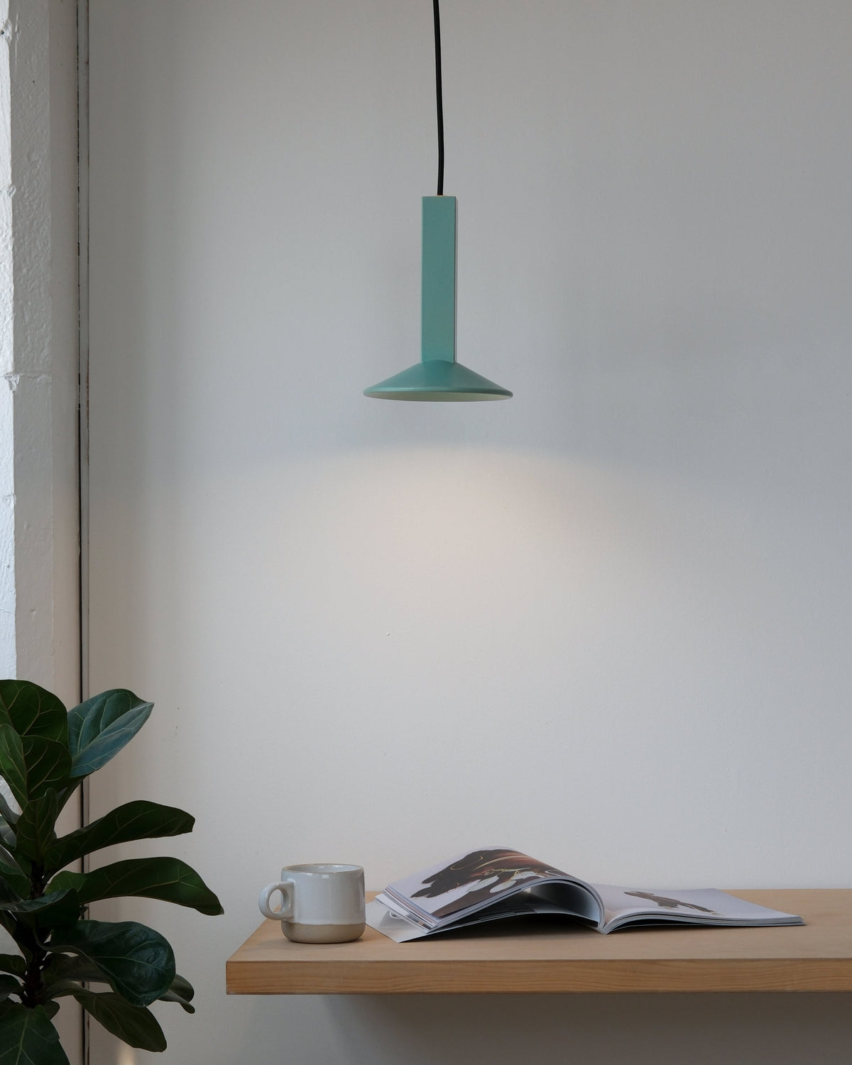 Arthur Pendant in Bermuda over a wall shelf