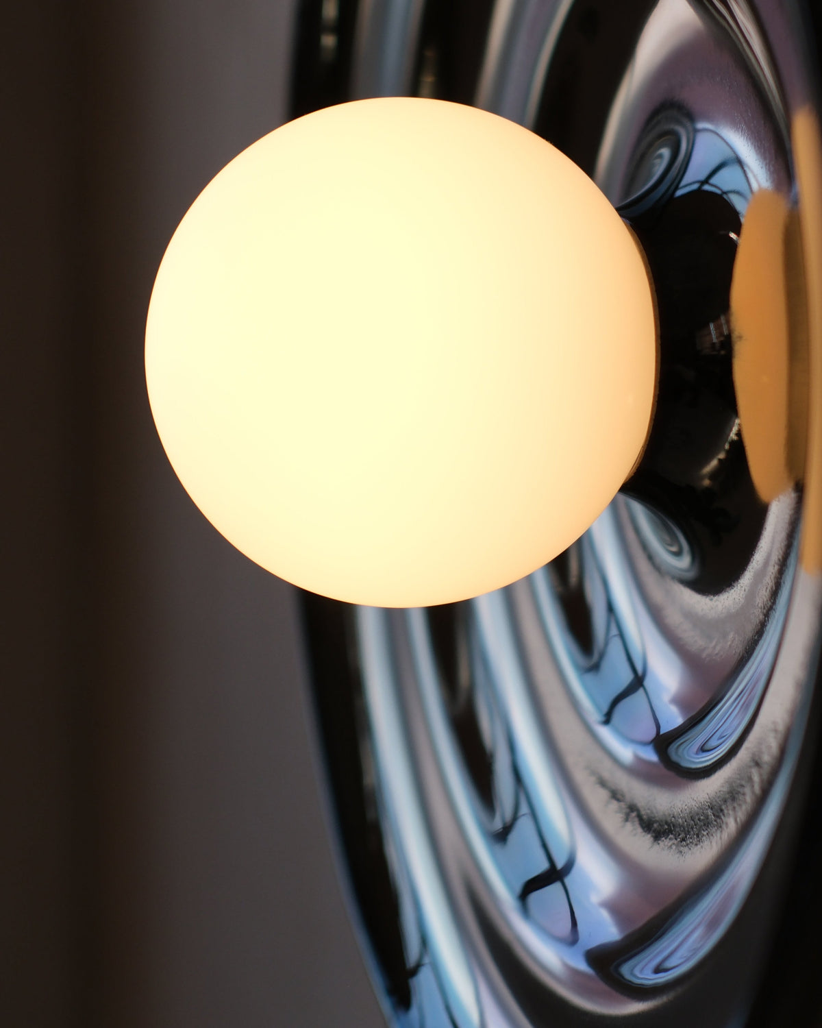 Ripple Bowl Sconce in Chrome, close view