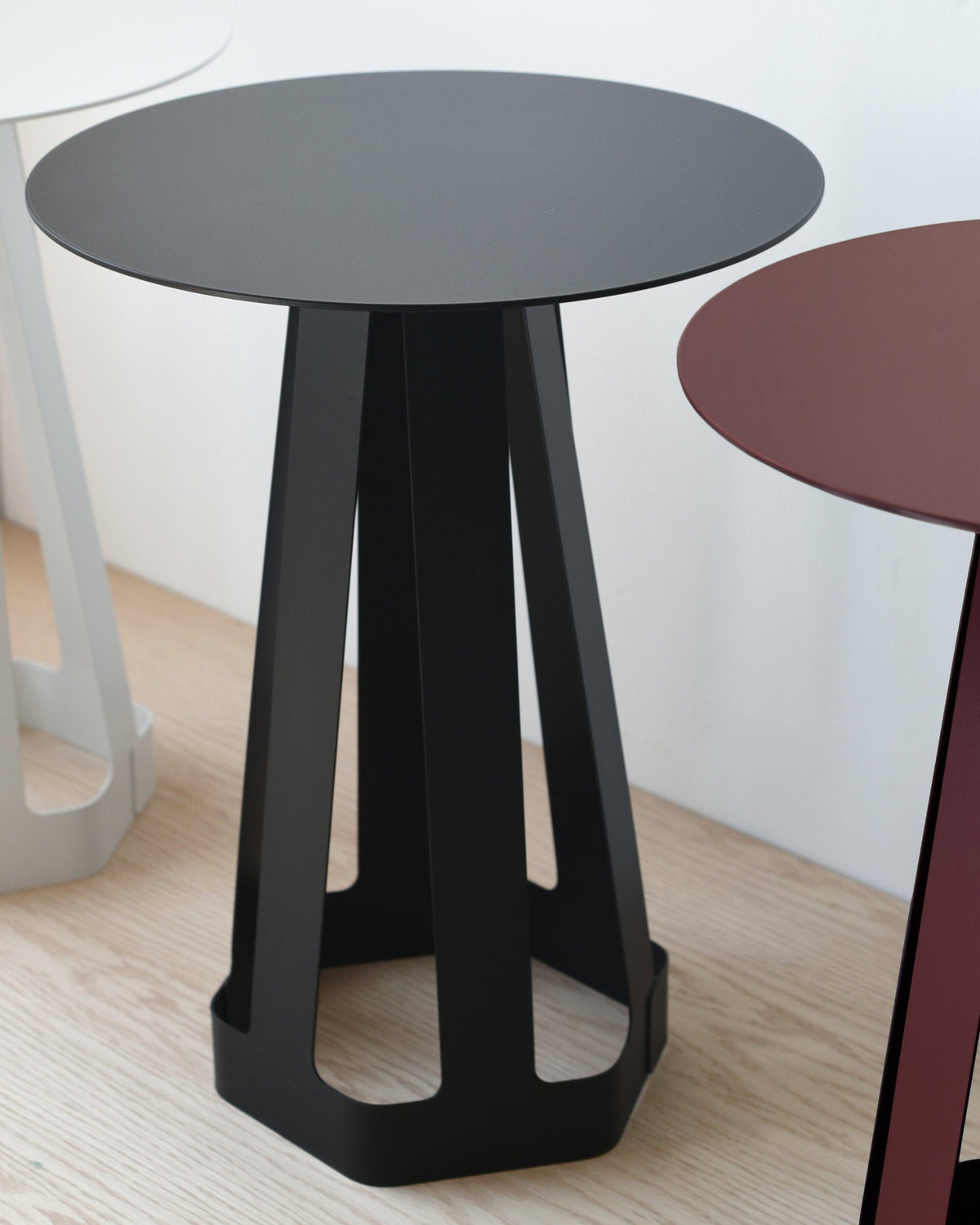Sixagon Side Table in Black, White and Ox Blood