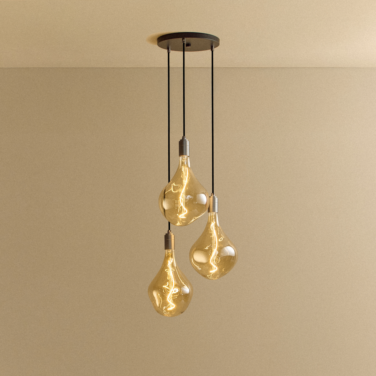 Voronoi II Triple Pendant in Graphite by Tala, switched on