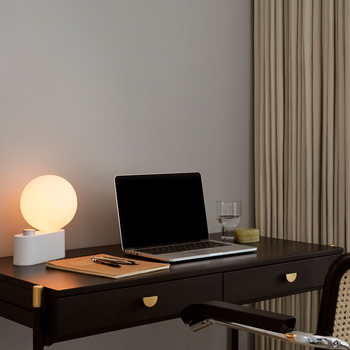 Alumina Lamp in Chalk on an office desk