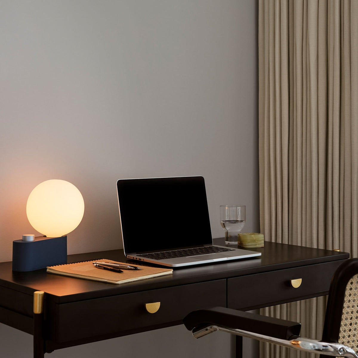 Alumina Lamp in Sapphire on an office desk