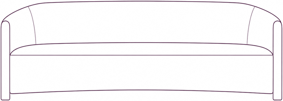 Anya Sofa, front elevation line drawing