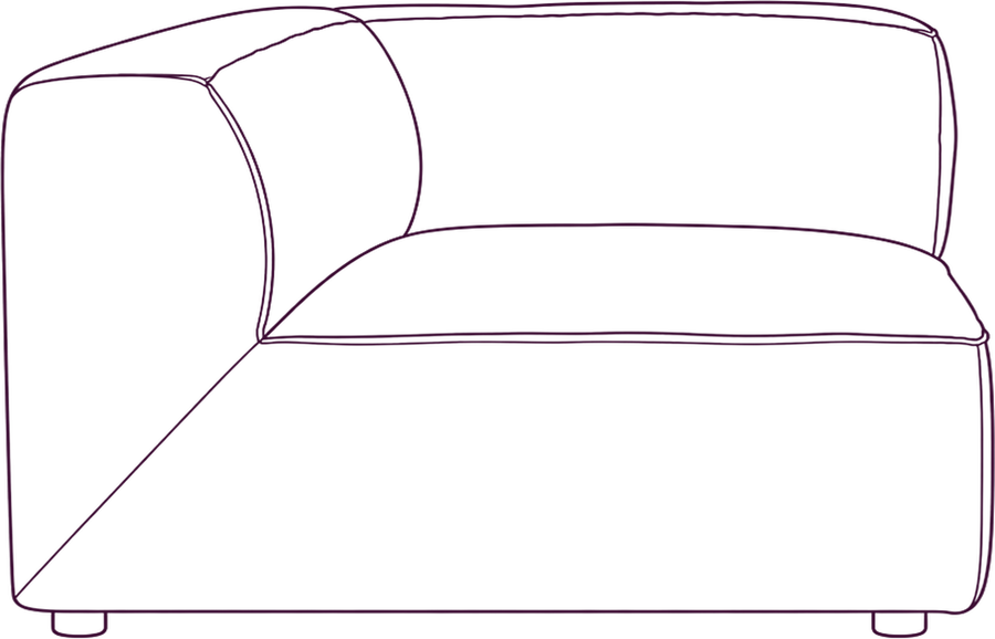 Form Leather Modular Sectional, side elevation line drawing