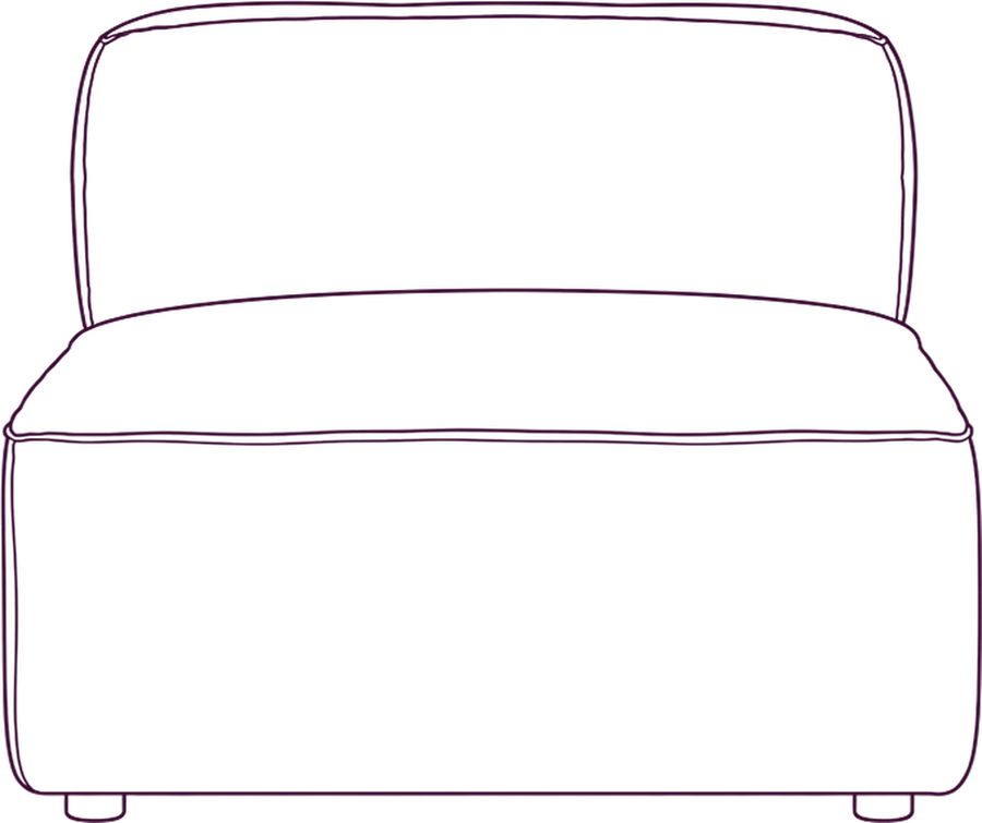 Form Leather Modular Sectional, front elevation line drawing