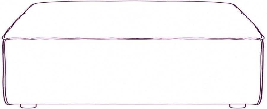 Form Leather Ottoman, side elevation line drawing