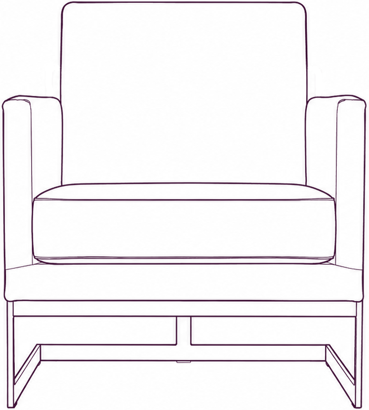 Luxley Leather Club Chair, front elevation line drawing