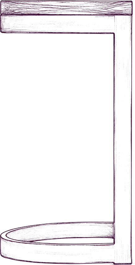 Bancroft Counter Stool, side elevation line drawing