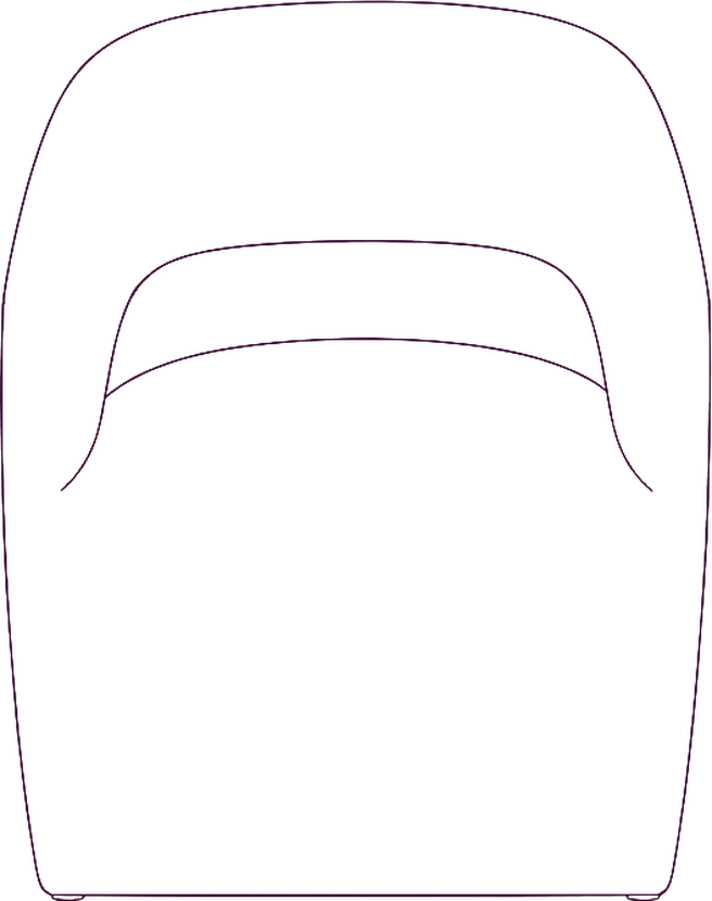 Barrow Rolling Dining Chair, front elevation line drawing