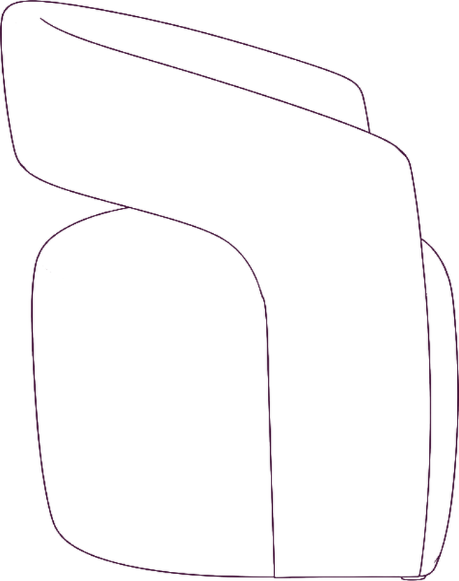 Barrow Rolling Dining Chair, side elevation line drawing