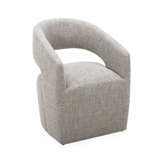 Barrow Rolling Dining Chair in Gray Storm, three-quarter view