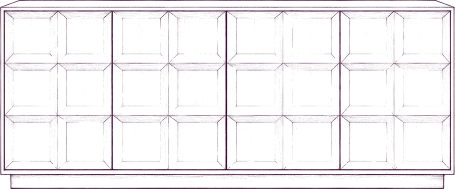 Bowen Sideboard, front elevation line drawing