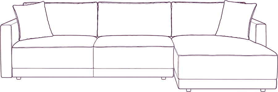 Bryn Sectional, front elevation line drawing