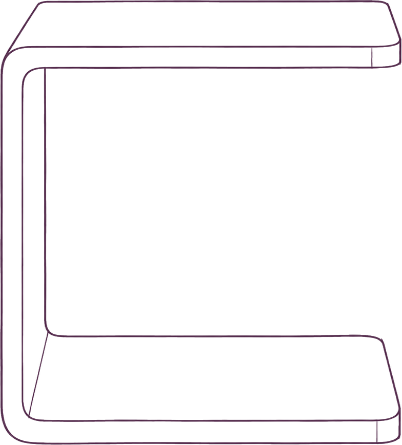 Carrie Side Table, front elevation line drawing