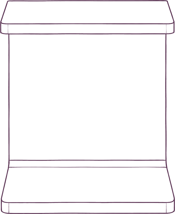 Carrie Side Table, side elevation line drawing