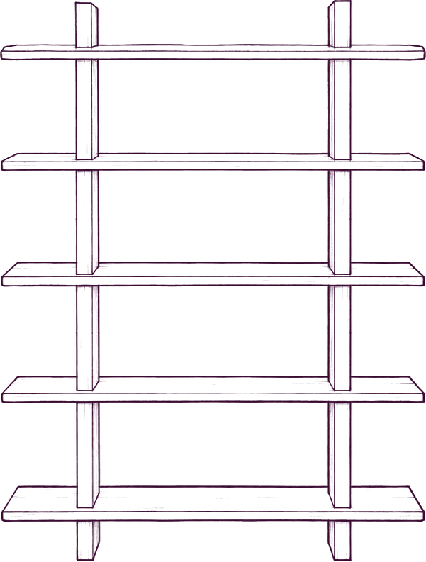 Casey Large Bookcase, front elevation line drawing