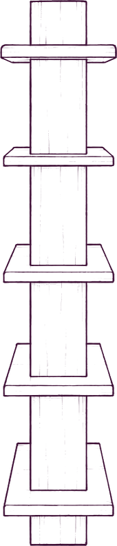 Casey Large Bookcase, side elevation line drawing