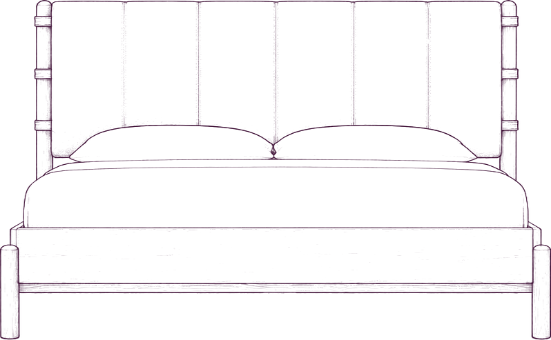 Colby Bed, front elevation line drawing