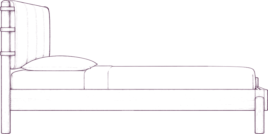 Colby Bed, side elevation line drawing