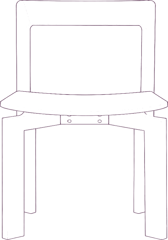 Daifuku Dining Chair (Pair), front elevation line drawing