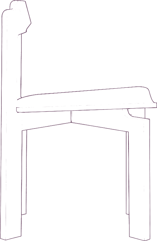 Daifuku Dining Chair (Pair), side elevation line drawing
