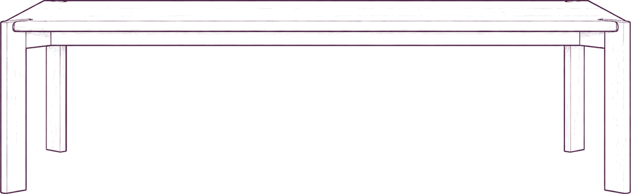Daifuku Dining Table, front elevation line drawing
