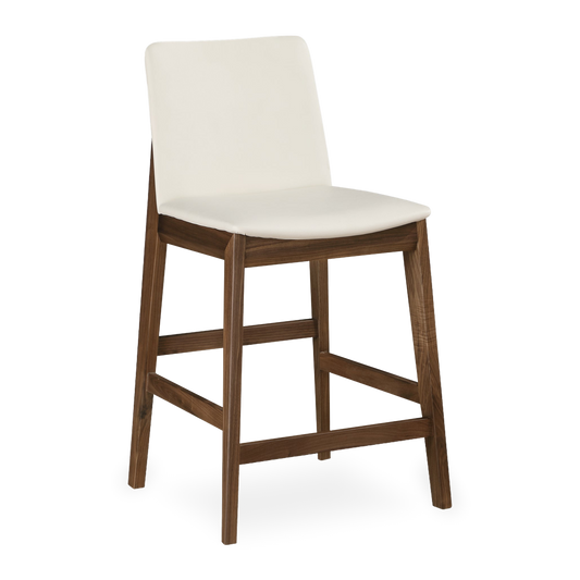 Deco Counter Stool in Walnut, three-quarter view