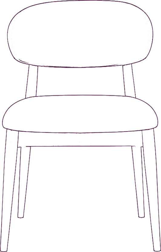 Ellie Dining Chair, front elevation line drawing