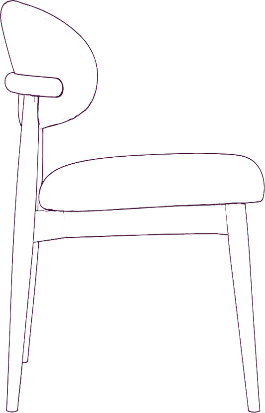 Ellie Dining Chair, side elevation line drawing