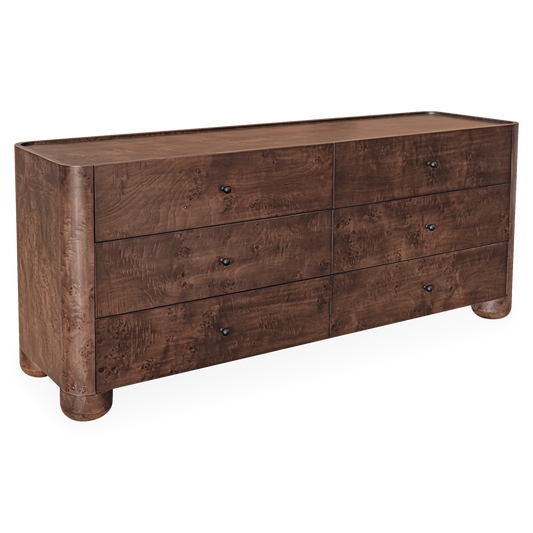Gibson Dresser in Burl, three-quarter view