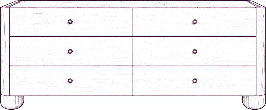 Gibson Dresser, front elevation line drawing