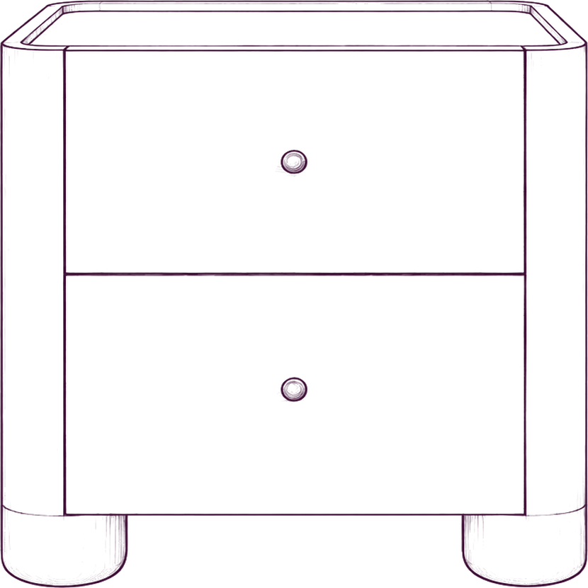 Gibson Nightstand, front elevation line drawing