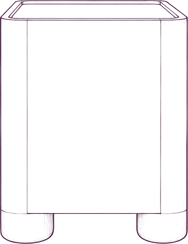 Gibson Nightstand, side elevation line drawing