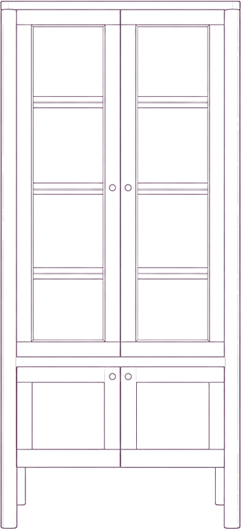 Hannah Tall Cabinet, front elevation line drawing