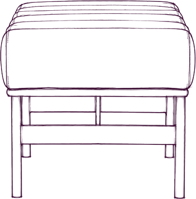 Harrison Bench, side elevation line drawing