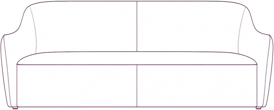 Hawkins Sofa, front elevation line drawing