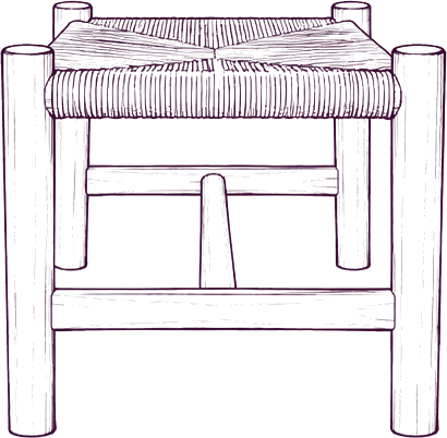 Hawthorn Bench, side elevation line drawing