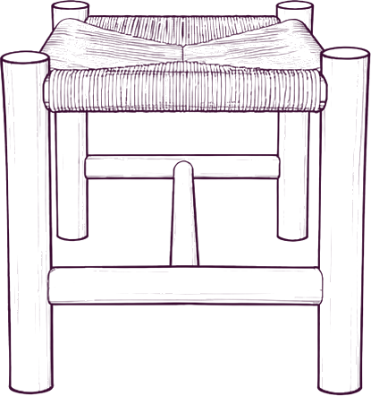 Hawthorn Bench, side elevation line drawing