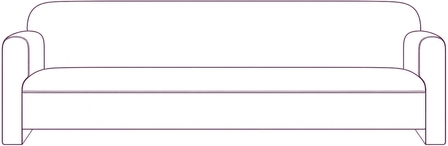 Leo Sofa, front elevation line drawing