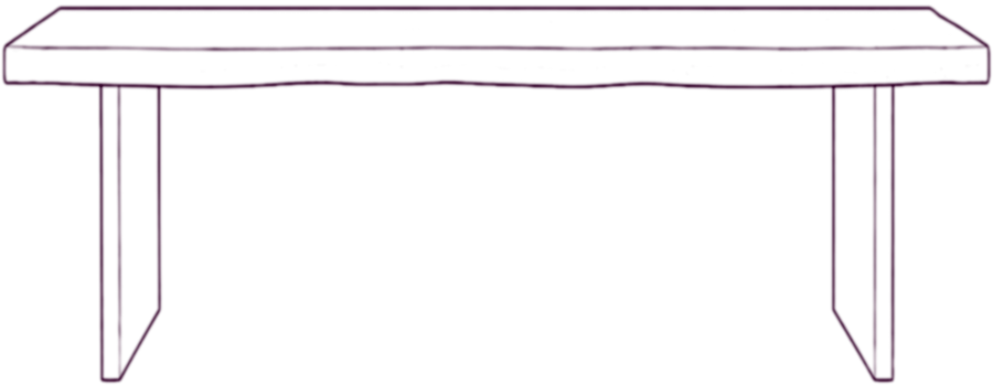 Lila Dining Table, front elevation line drawing