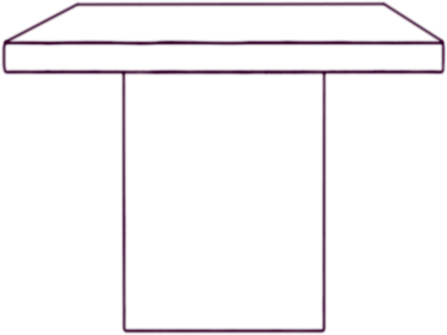 Lila Dining Table, side elevation line drawing
