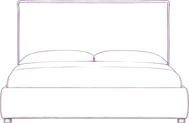 Luzon Bed, front elevation line drawing