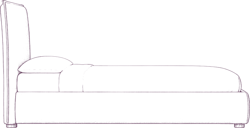 Luzon Bed, side elevation line drawing