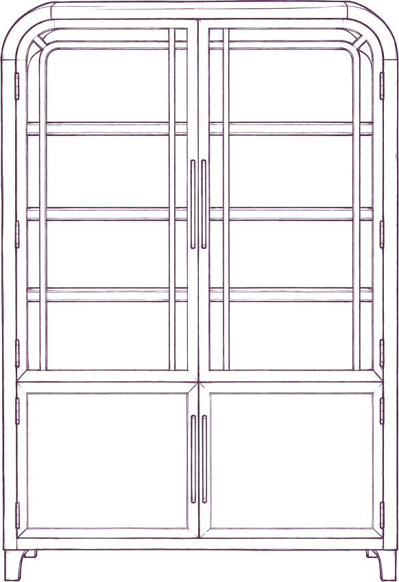 Maddie Cabinet, front elevation line drawing