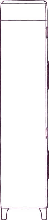 Maddie Cabinet, side elevation line drawing