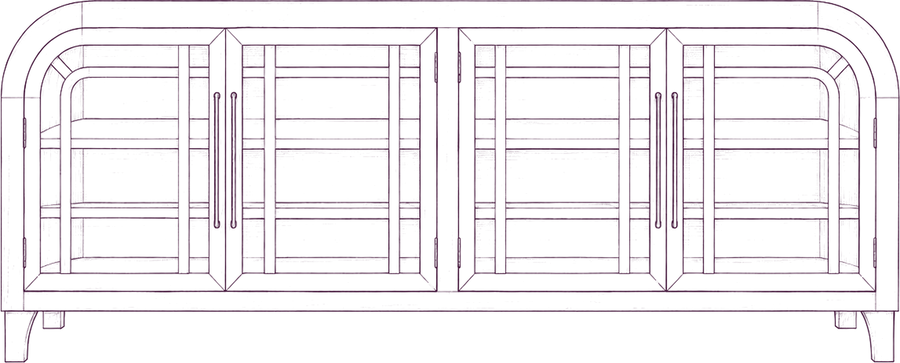 Maddie Sideboard, front elevation line drawing