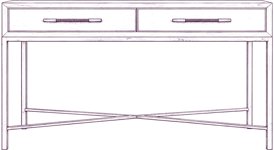 Mako Console Table, front elevation line drawing